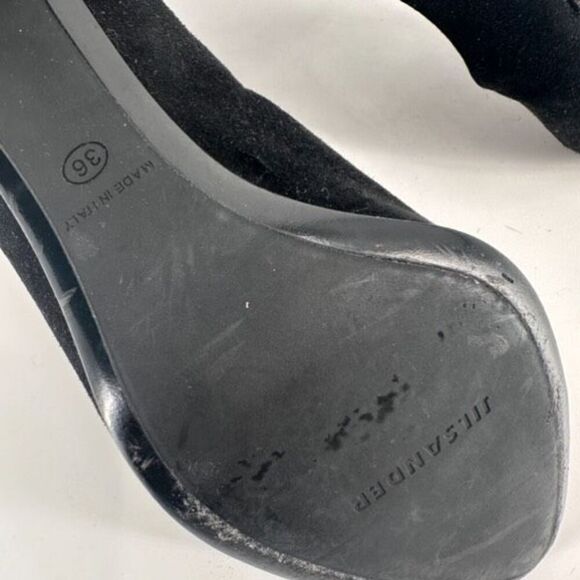 Jil Sander Women's Velvet Leather Trim Pointed Toe Pump Heel Shoes Black Size 36 - Picture 12 of 15